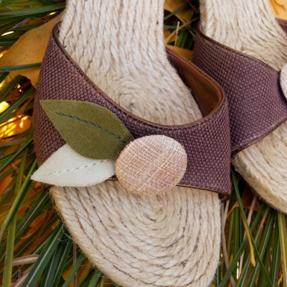 Kenneth Cole Brown Green linen jute-soled slide sandals size 7 - Picture 2 of 7